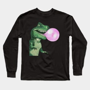 Bubble gum T-Rex in Pink Long Sleeve T-Shirt